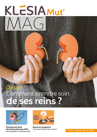 couverture du KLESIA Mut’Mag n° 651 – Dossier "Comment prendre soin de ses reins ?"